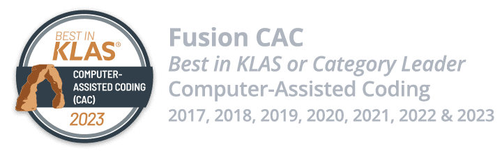 Fusion CAC - Best in KLAS - Computer-Assisted Coding - 2017 2018 2019 2020 2021 2022 2023